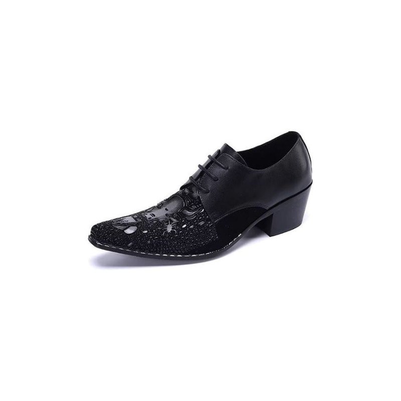Formele Herenschoenen Met Exotisch Patroon Nette Derbyschoenen - Zwart 1