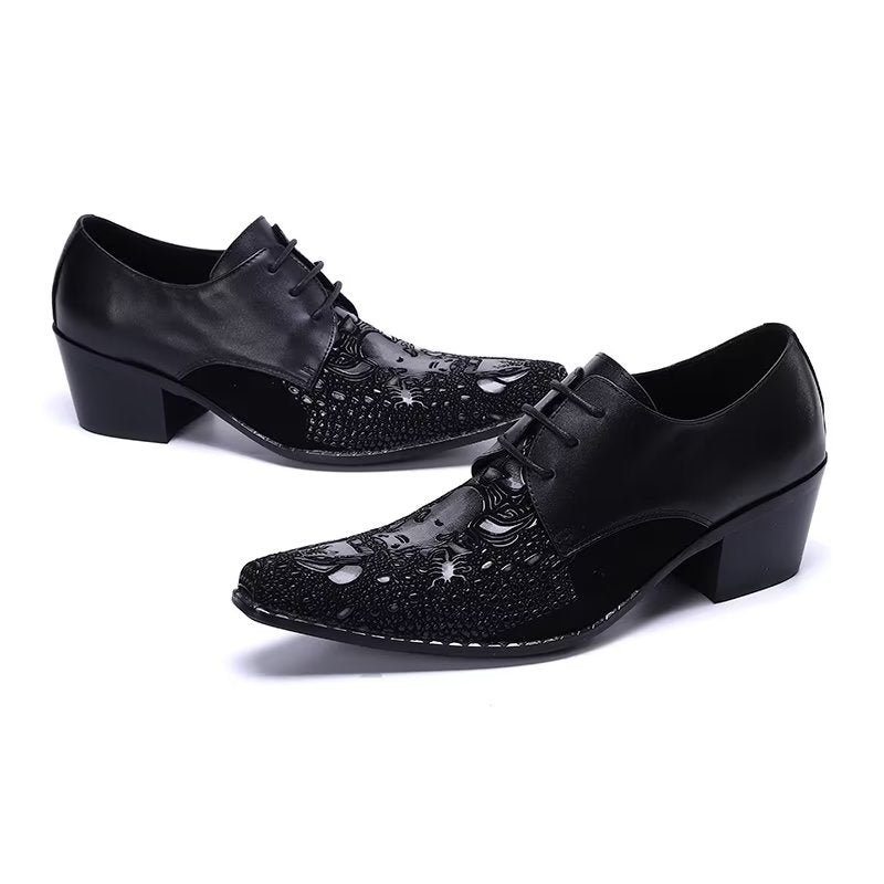 Formele Herenschoenen Met Exotisch Patroon Nette Derbyschoenen - Zwart 1