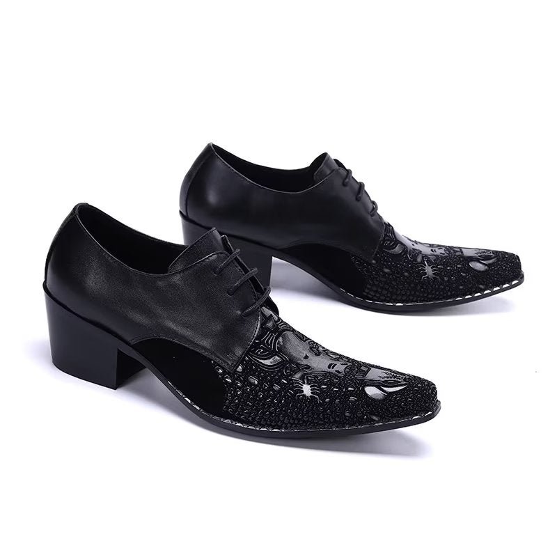 Formele Herenschoenen Met Exotisch Patroon Nette Derbyschoenen - Zwart 1