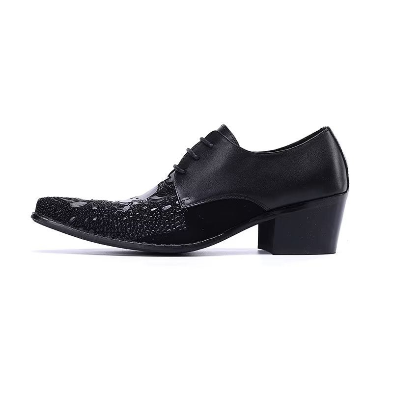 Formele Herenschoenen Met Exotisch Patroon Nette Derbyschoenen - Zwart 1