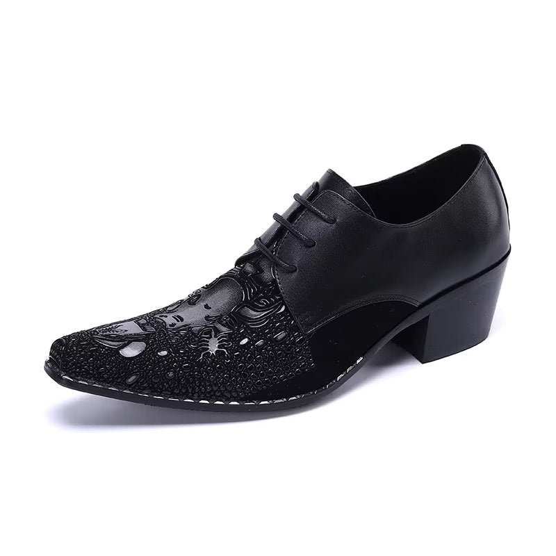 Formele Herenschoenen Met Exotisch Patroon Nette Derbyschoenen - Zwart 1