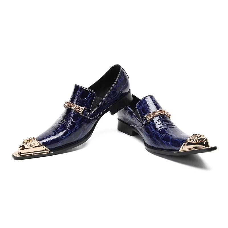 Formele Herenschoenen Met Exotische Textuur Chique Instapschoenen - Blauw