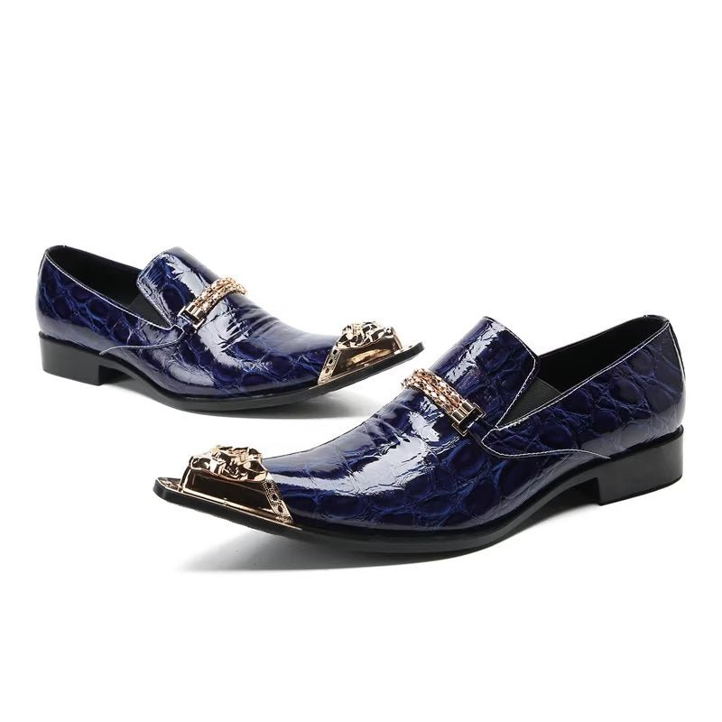Formele Herenschoenen Met Exotische Textuur Chique Instapschoenen - Blauw