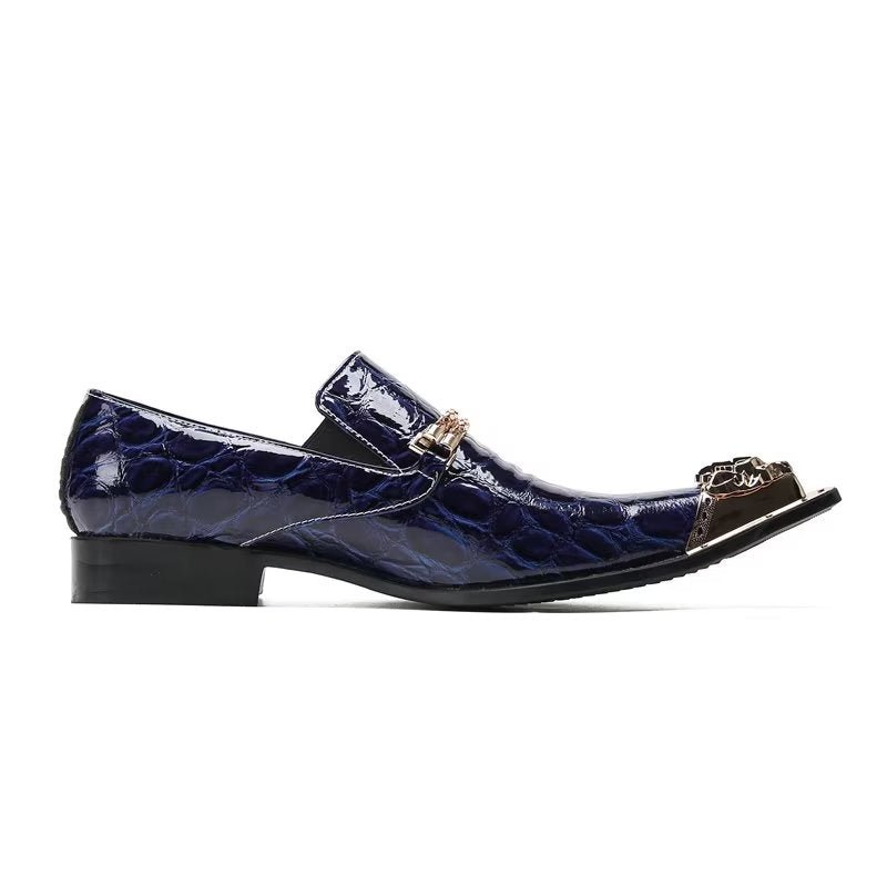 Formele Herenschoenen Met Exotische Textuur Chique Instapschoenen - Blauw