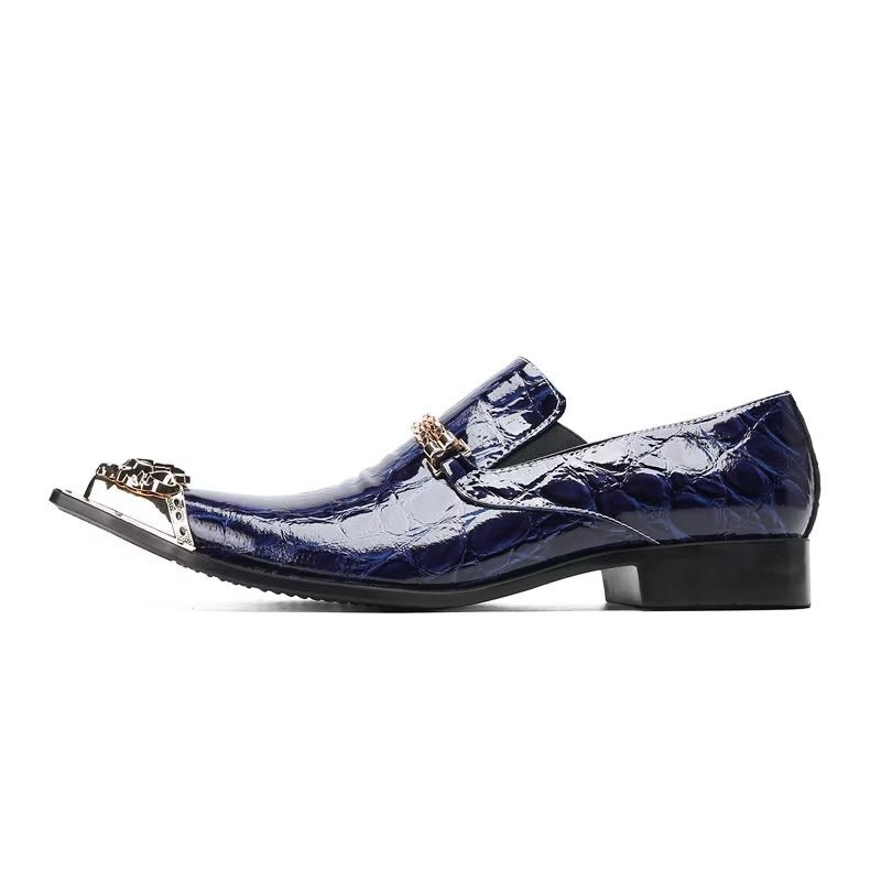 Formele Herenschoenen Met Exotische Textuur Chique Instapschoenen - Blauw
