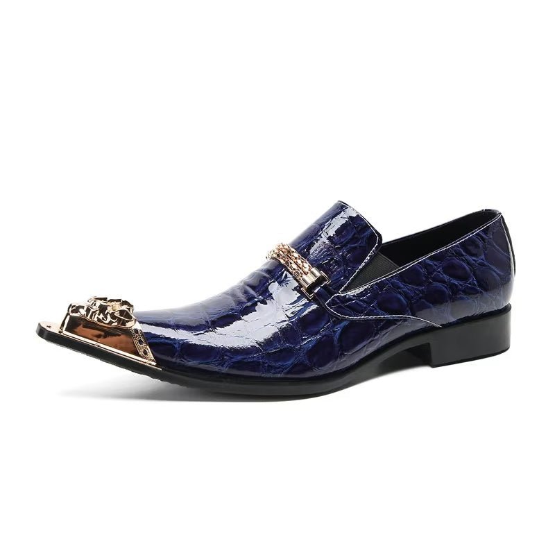 Formele Herenschoenen Met Exotische Textuur Chique Instapschoenen - Blauw