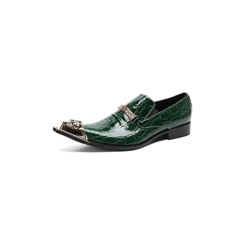 Formele Herenschoenen Met Exotische Textuur Chique Instapschoenen - Groen