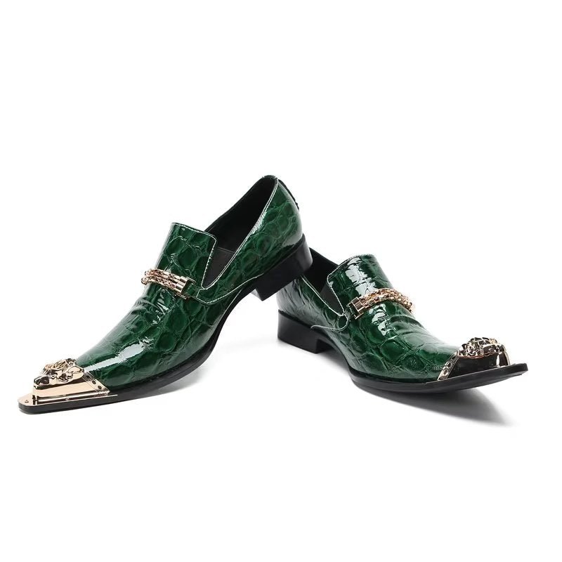 Formele Herenschoenen Met Exotische Textuur Chique Instapschoenen - Groen