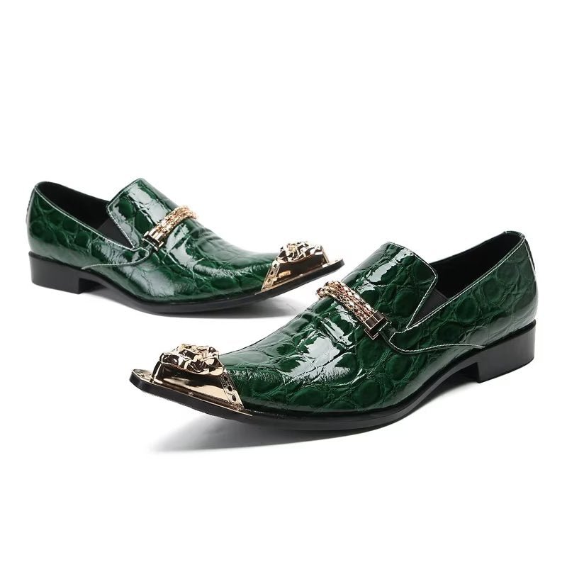 Formele Herenschoenen Met Exotische Textuur Chique Instapschoenen - Groen