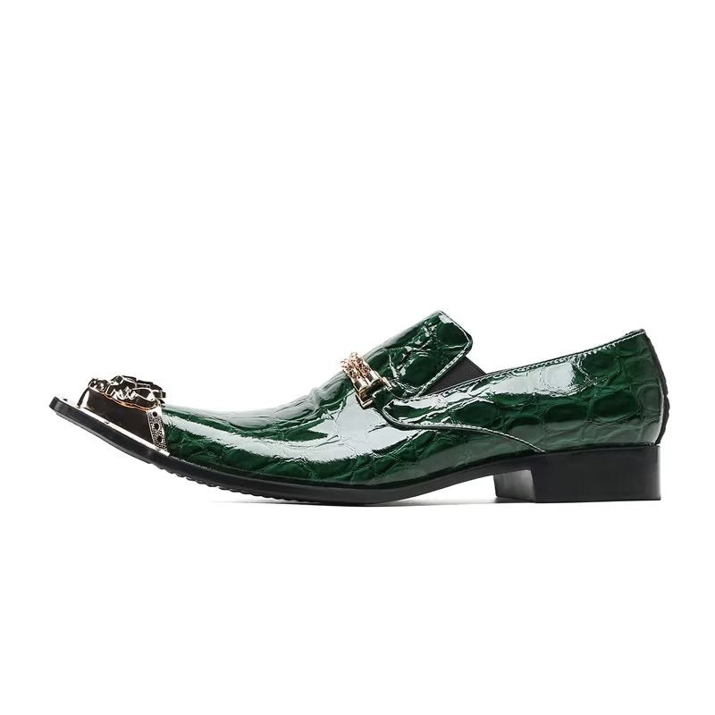 Formele Herenschoenen Met Exotische Textuur Chique Instapschoenen - Groen