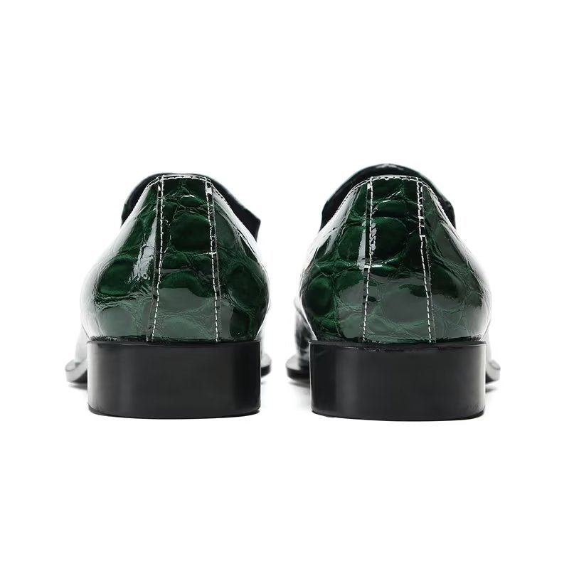 Formele Herenschoenen Met Exotische Textuur Chique Instapschoenen - Groen