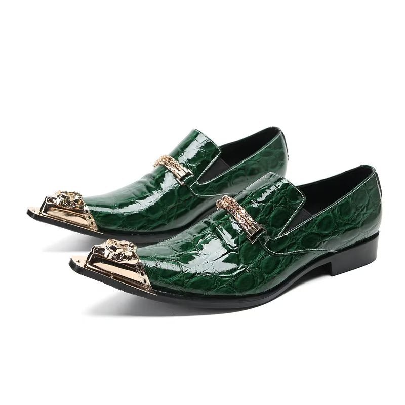 Formele Herenschoenen Met Exotische Textuur Chique Instapschoenen - Groen