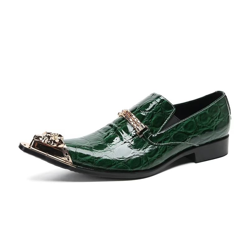Formele Herenschoenen Met Exotische Textuur Chique Instapschoenen - Groen