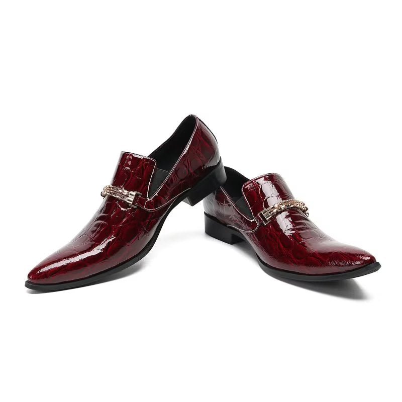 Formele Herenschoenen Met Exotische Textuur Chique Instapschoenen - Rood