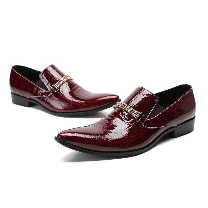Formele Herenschoenen Met Exotische Textuur Chique Instapschoenen - Rood