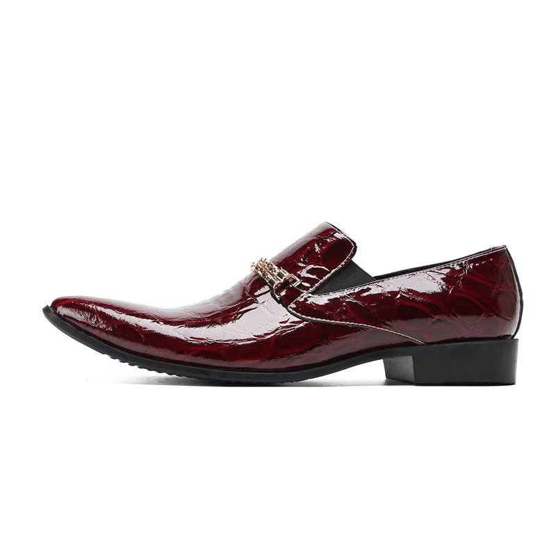 Formele Herenschoenen Met Exotische Textuur Chique Instapschoenen - Rood