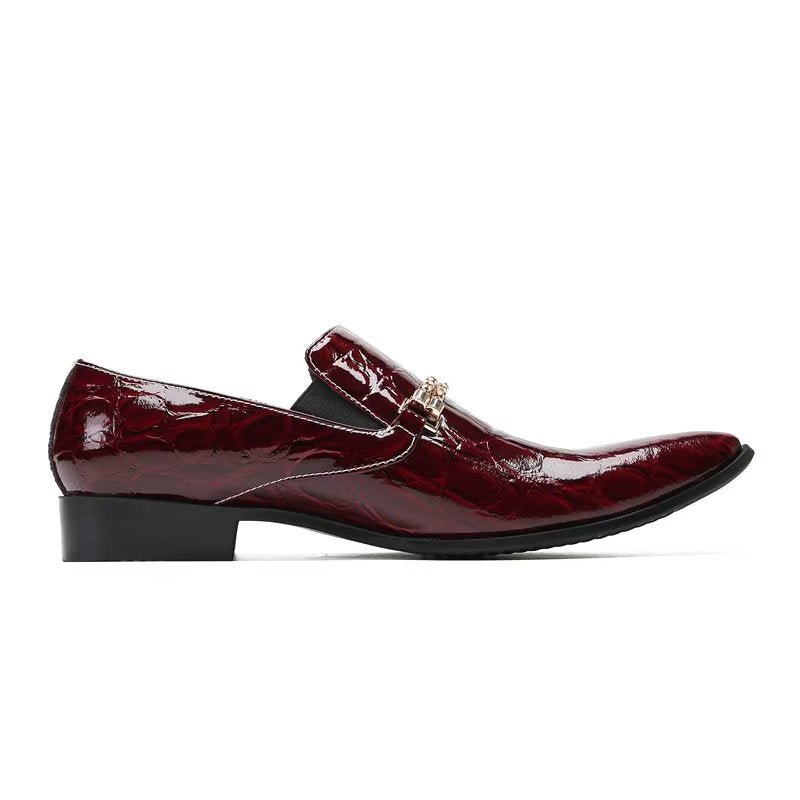 Formele Herenschoenen Met Exotische Textuur Chique Instapschoenen - Rood