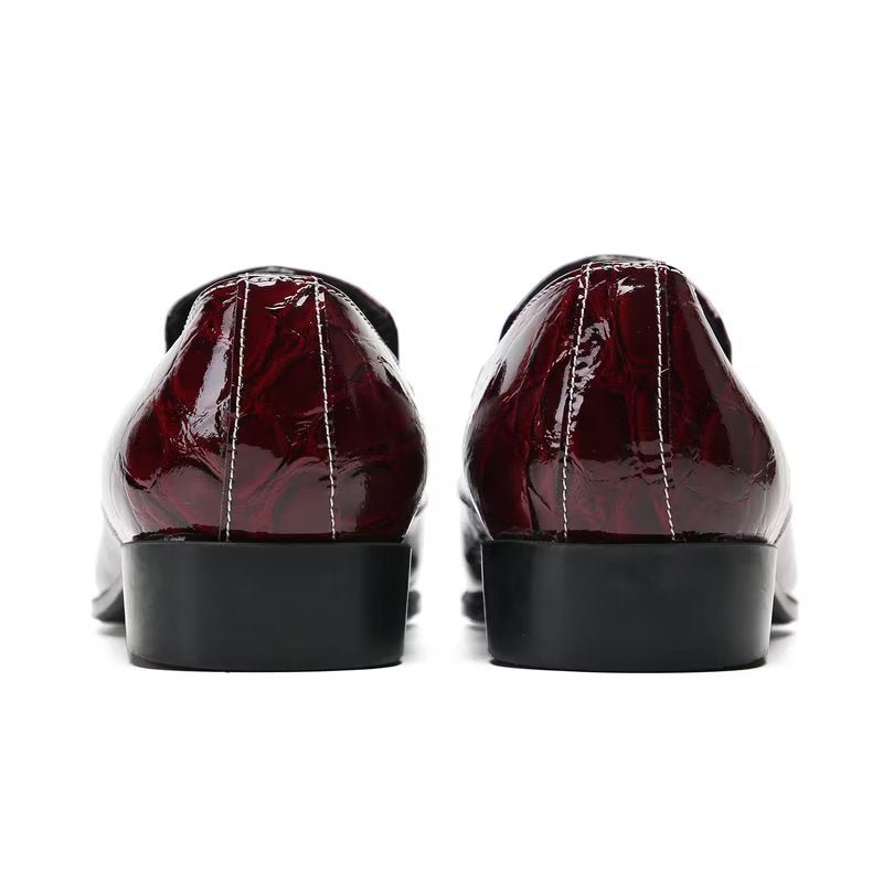 Formele Herenschoenen Met Exotische Textuur Chique Instapschoenen - Rood