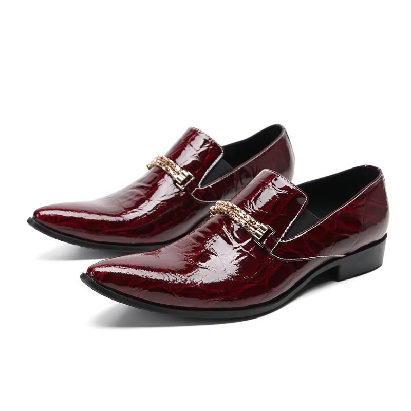 Formele Herenschoenen Met Exotische Textuur Chique Instapschoenen - Rood