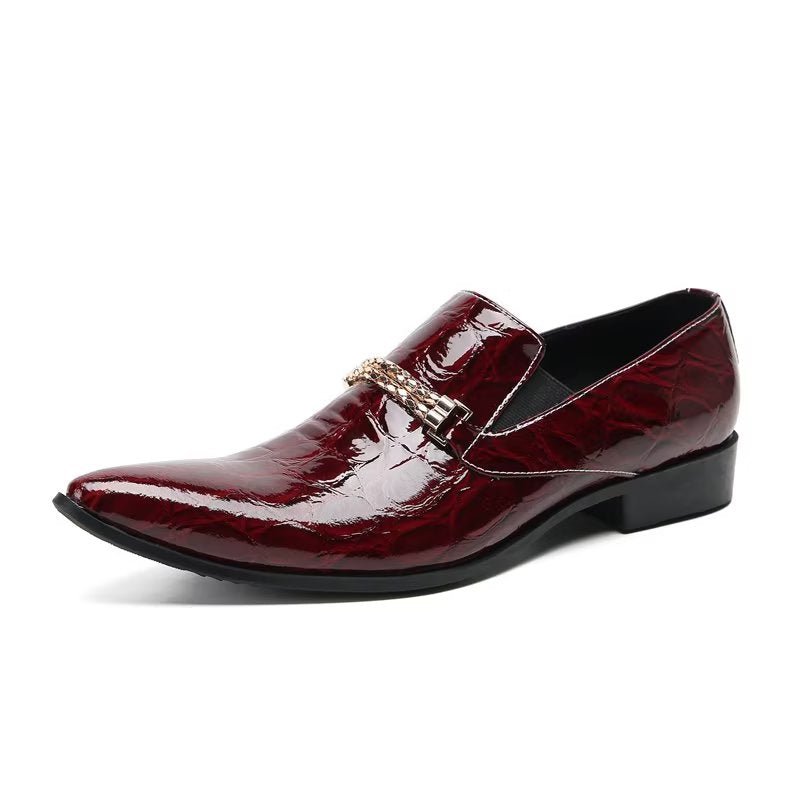 Formele Herenschoenen Met Exotische Textuur Chique Instapschoenen - Rood