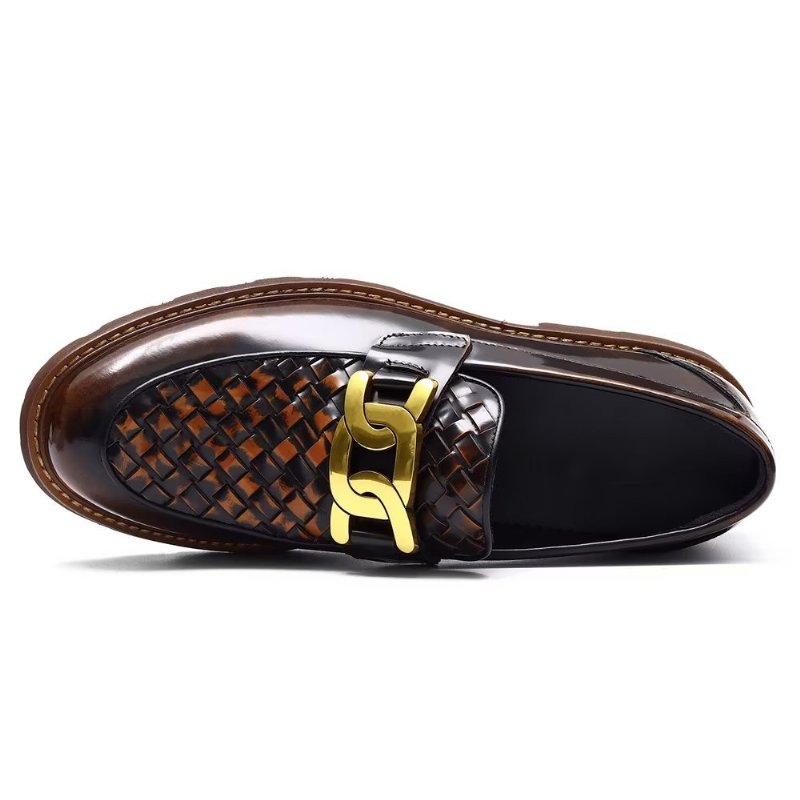 Formele Herenschoenen Met Reliëf Elegantie Luxe Instappers - Koffie