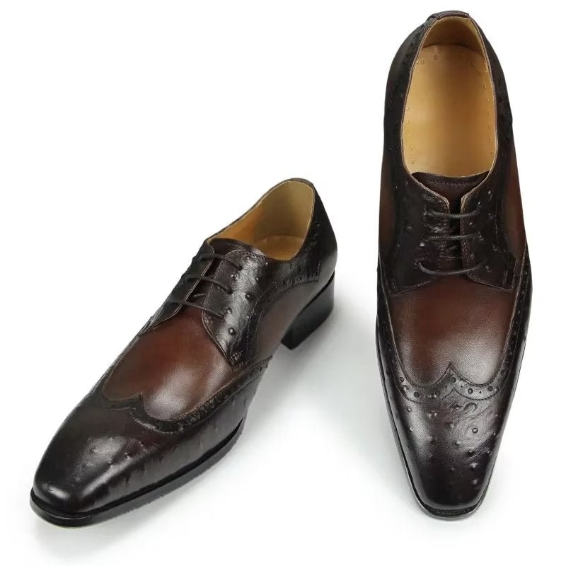 Formele Herenschoenen Modieuze Op Maat Gemaakte Brogue Lederen Trouwschoenen - Koffie