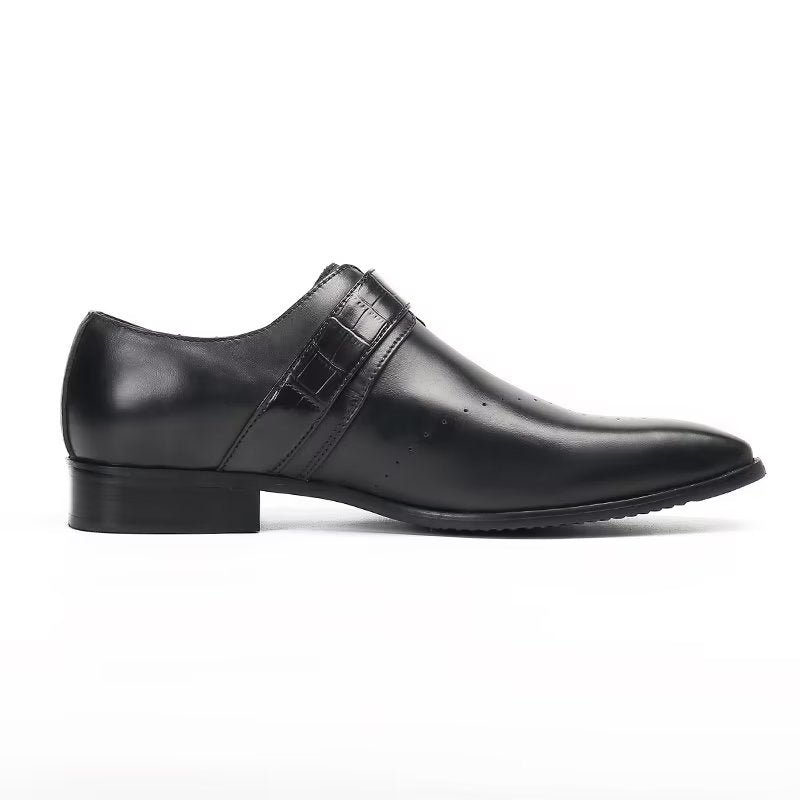Formele Herenschoenen Monkstraps Elegante Instappers Echt Leer - Zwart
