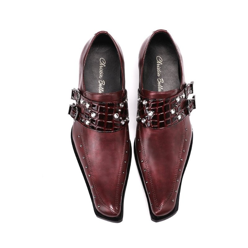 Formele Herenschoenen Oxford-schoenen Met Vierkante Neus - Bordeauxrood