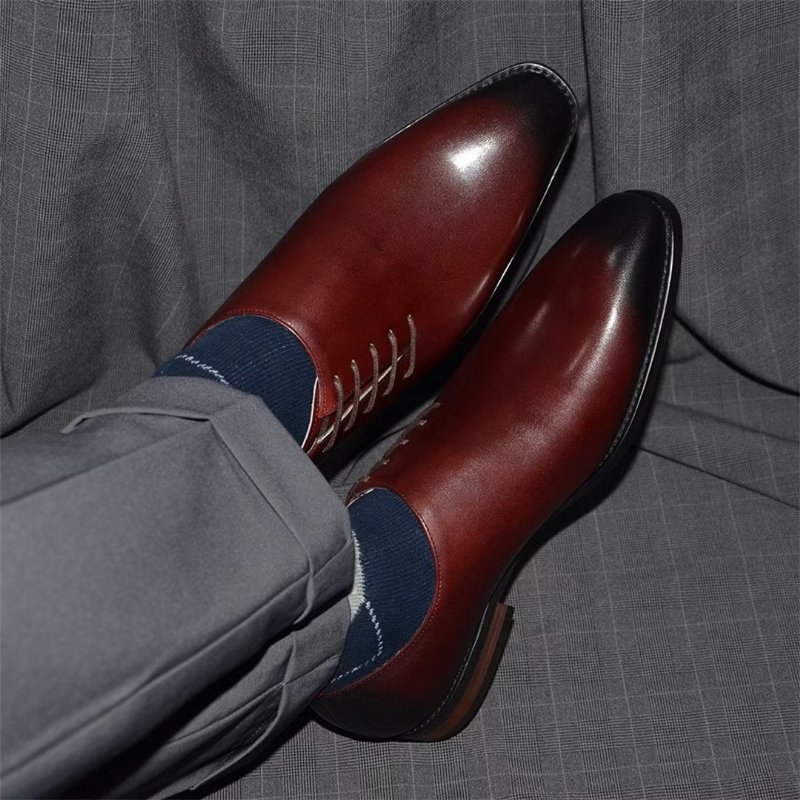 Formele Herenschoenen Urban Chic Leren Veterschoenen - Roodbruin