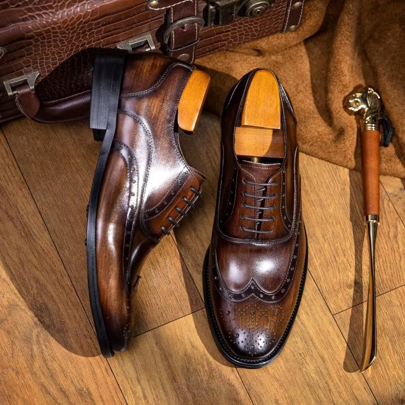 Formele Herenschoenen Verfijnd Leer Gepolijste Klassieke Oxford-schoenen - Koffie