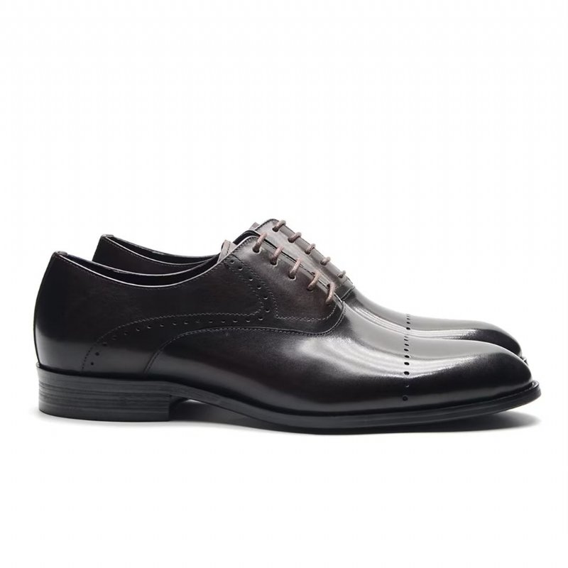 Formele Herenschoenen Verfijnde Casual Leren Veterschoenen - Koffie
