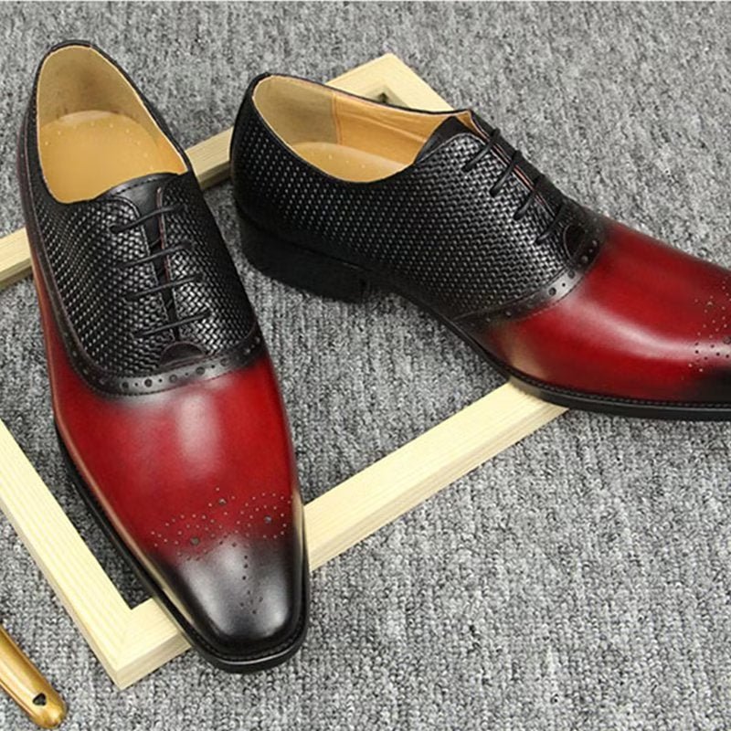 Formele Schoenen Heren Echt Leer Trouwbrogueschoenen - Rood