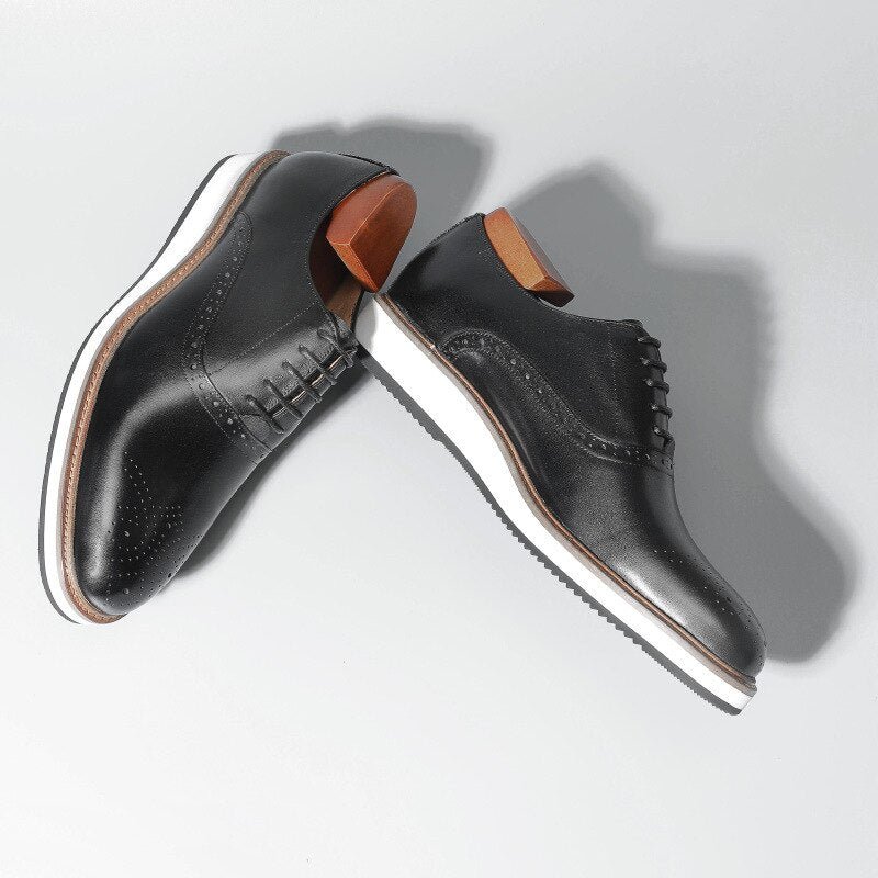 Formele Schoenen Heren Koeienhuid Designer Veterschoenen - Zwart