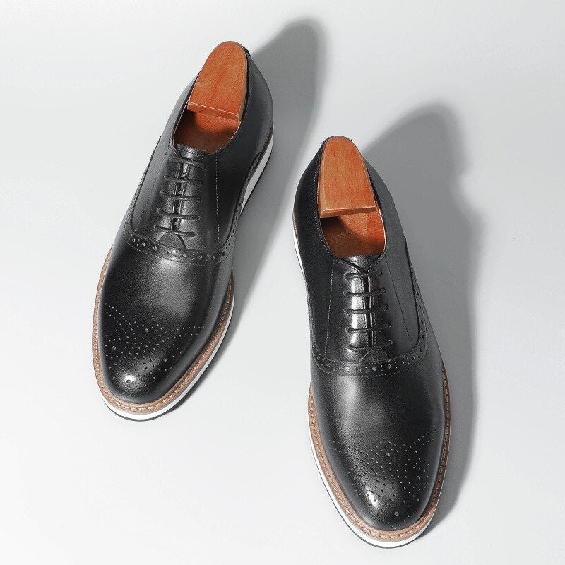 Formele Schoenen Heren Koeienhuid Designer Veterschoenen - Zwart