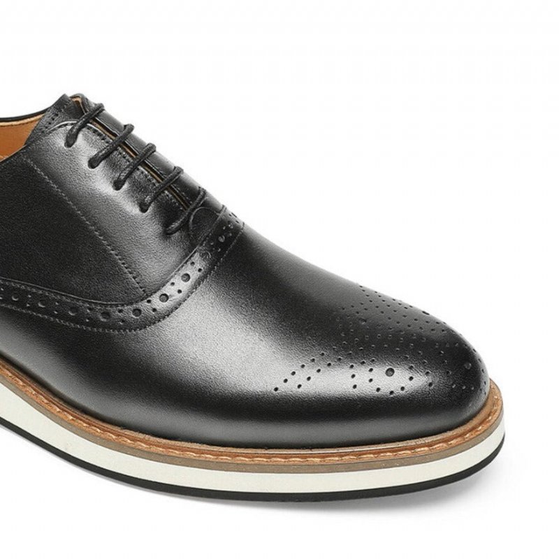 Formele Schoenen Heren Koeienhuid Designer Veterschoenen - Zwart