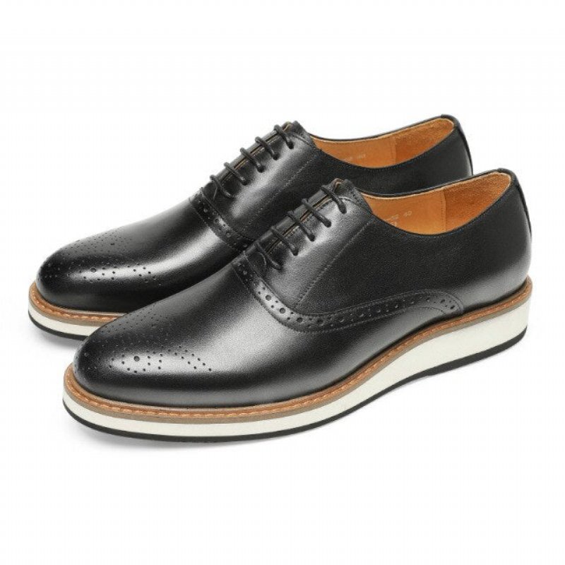 Formele Schoenen Heren Koeienhuid Designer Veterschoenen - Zwart