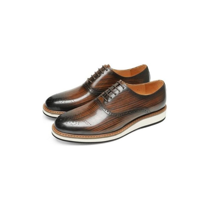 Formele Schoenen Heren Koeienhuid Designer Veterschoenen - Koffie