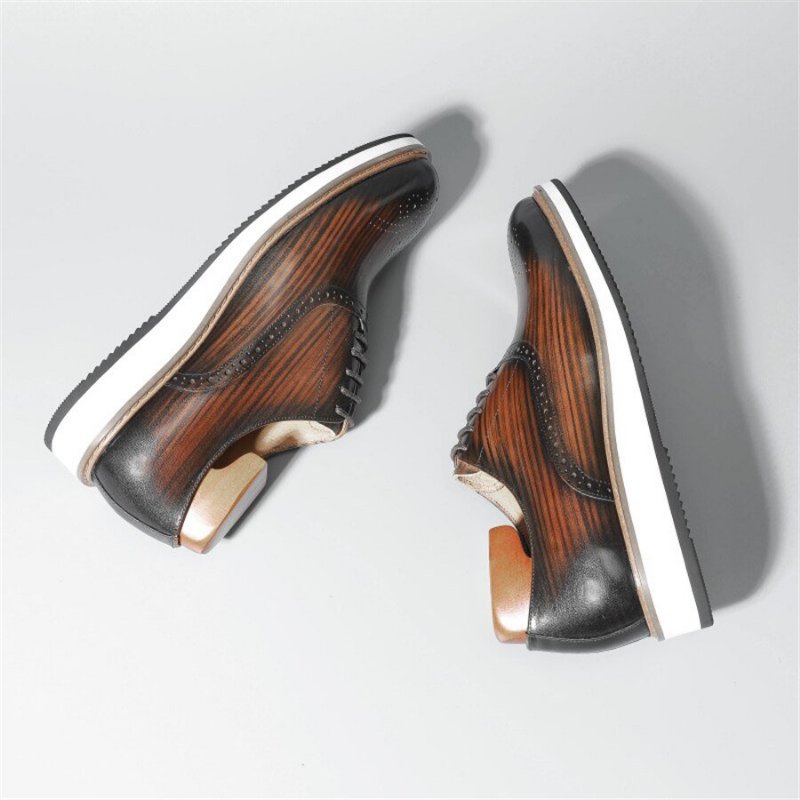 Formele Schoenen Heren Koeienhuid Designer Veterschoenen - Koffie