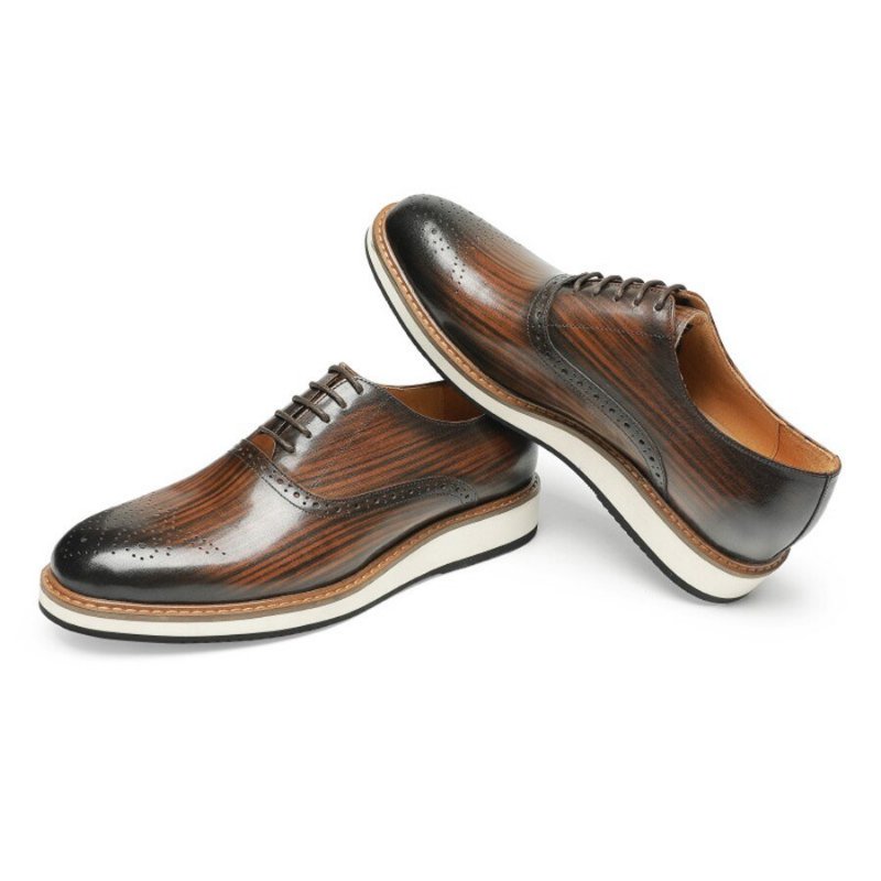Formele Schoenen Heren Koeienhuid Designer Veterschoenen - Koffie