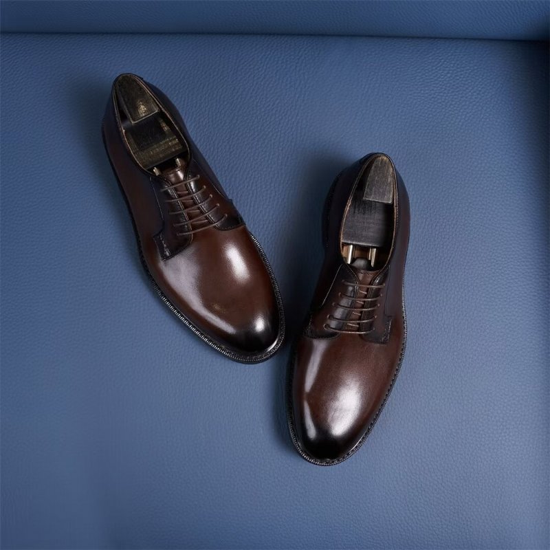 Formele Schoenen Heren Koeienhuid Veterschoenen - Zwart1