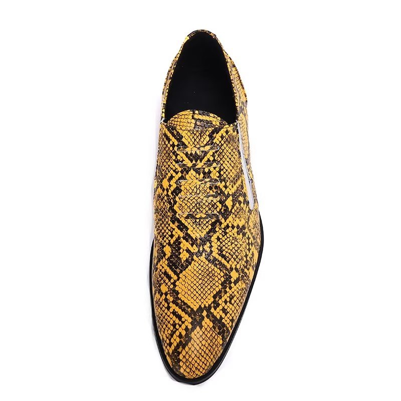 Formele Schoenen Heren Luxe Instappers Met Exotisch Patroon Nette - Goud