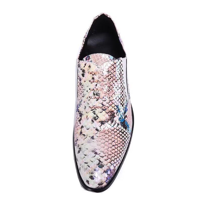 Formele Schoenen Heren Luxe Instappers Met Exotisch Patroon Nette - Roze