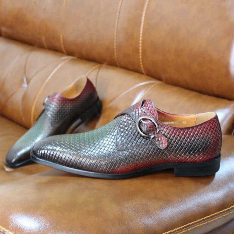 Formele Schoenen Heren Luxe Instapschoenen Met Exotische Textuur - Rood