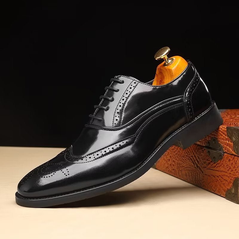 Formele Schoenen Heren Weelderige Oxford-schoenen Met Puntige Neus - Zwart