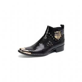 Herenlaarzen Echt Leer Croc Texture Dress Boots