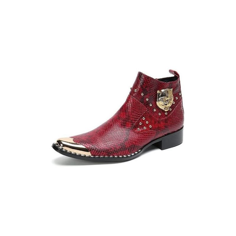 Herenlaarzen Echt Leer Croc Texture Dress Boots - Herenschoenen