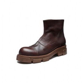 Herenlaarzen Elegante Koeienhuid Slip-on Enkellaarsjes Met Studs