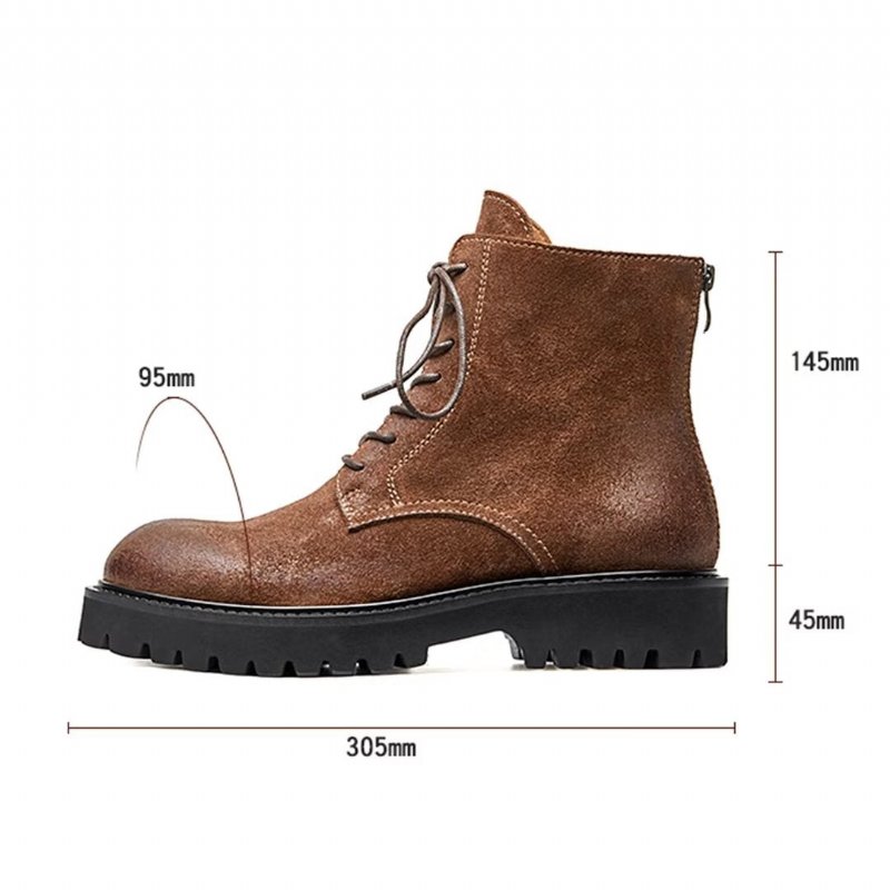 Herenlaarzen Schapenvacht Chique Vintage Suede Enkellaarzen - Bruin