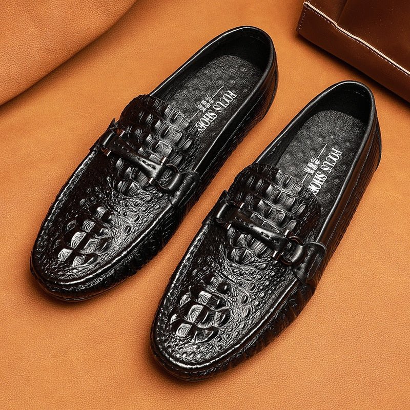 Herenloafers Luxe Croctex Waterdichte Instaploafers - Zwart