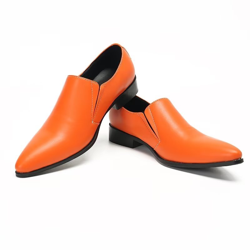 Herenloafers Luxe Glad Leer Elegante Instappers - Oranje